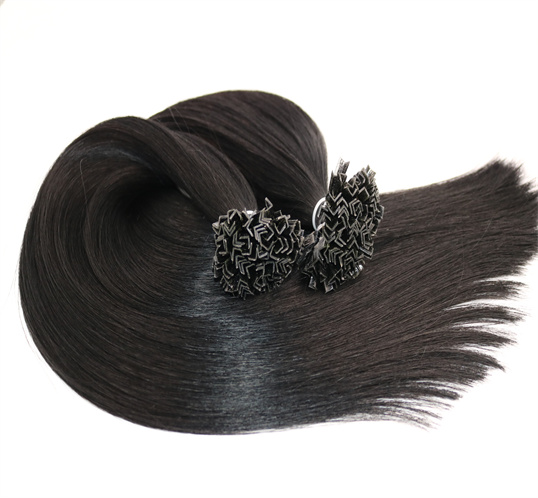 Natural color cuticle intact pre-bonded v tip extensions