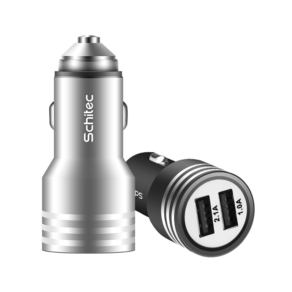 New Design Wholly Metal Car Charger Adapter 2 USB Wall Charger Fast