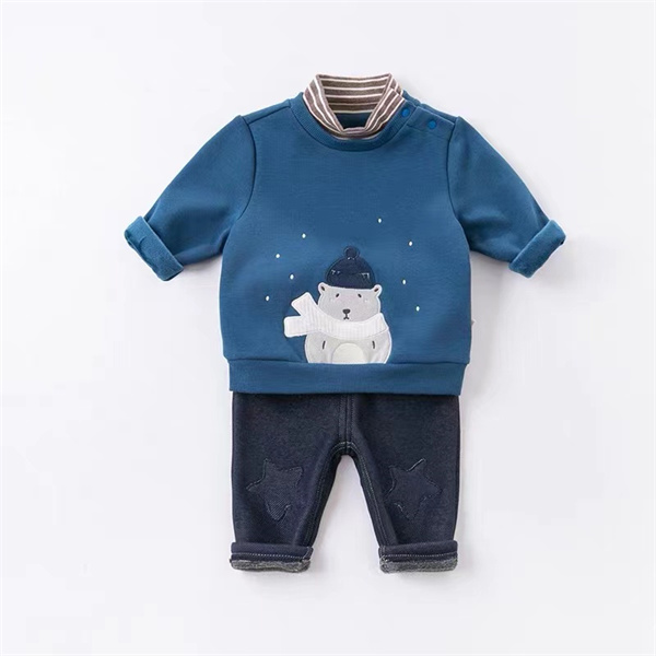 snowman double collar knitted baby suits