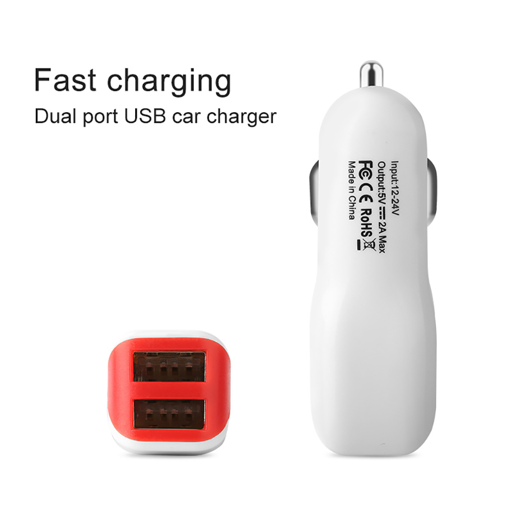 Dual duck mouth portable car usb charger with mixed color
