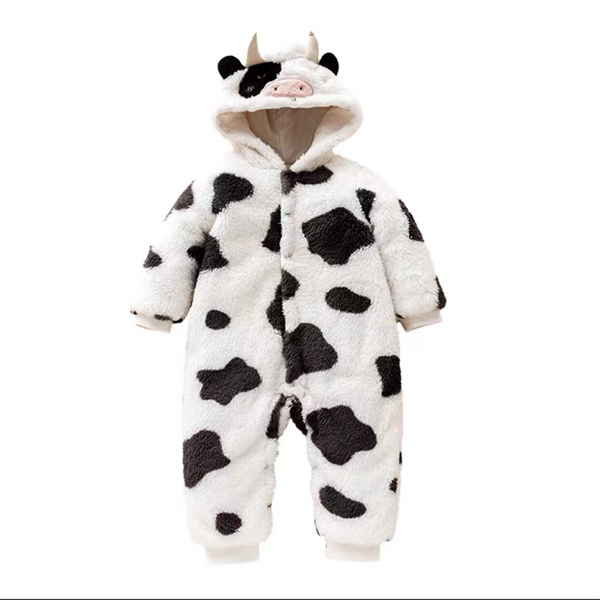 Cow flannel long-sleeved romper