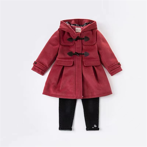 maroon hooded wool duffel coat