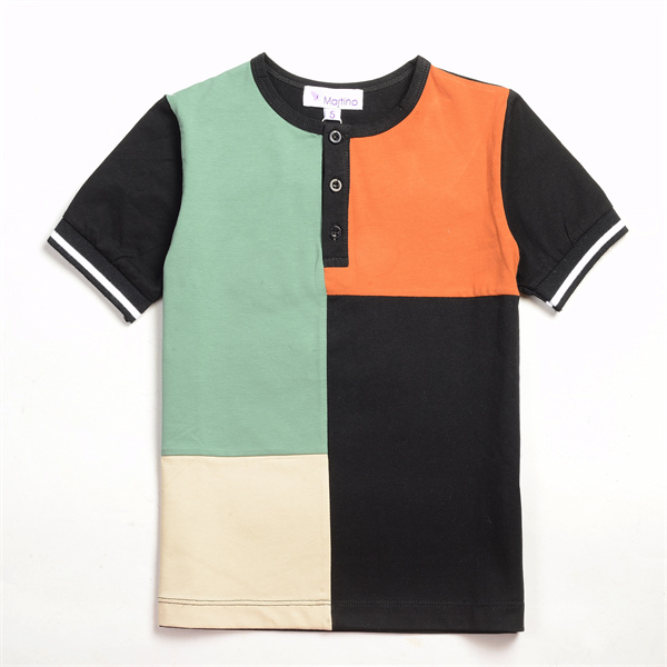 3colors open placket t-shirt