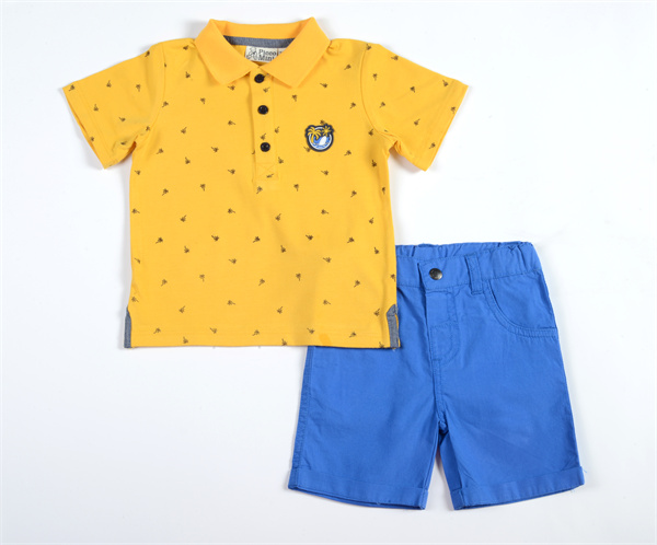printting polo shirt shorts 2pcs set