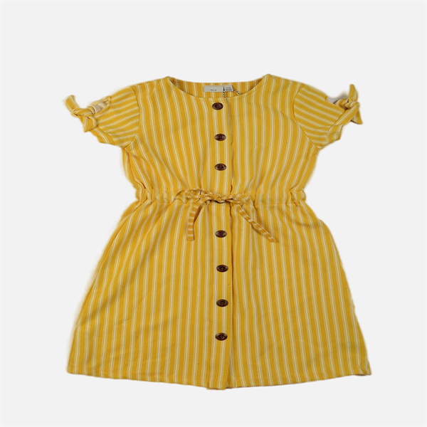 Ginger strips dress with full button