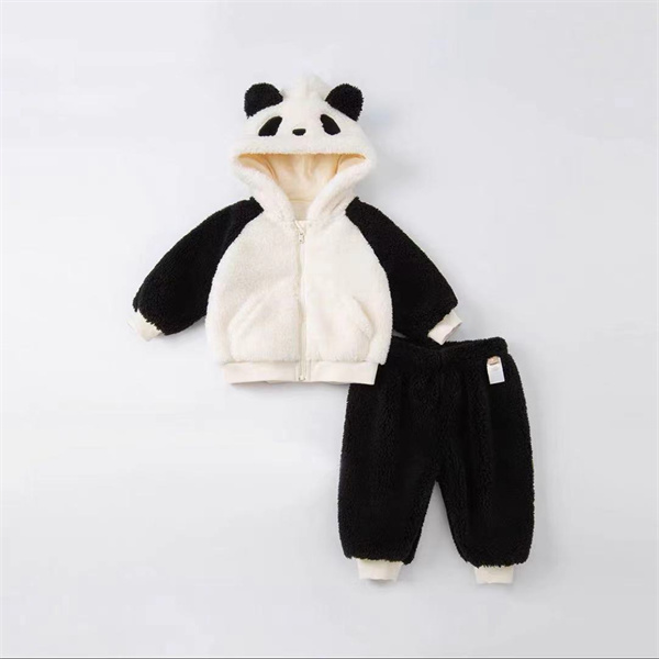 B&W panda with hood pajamas