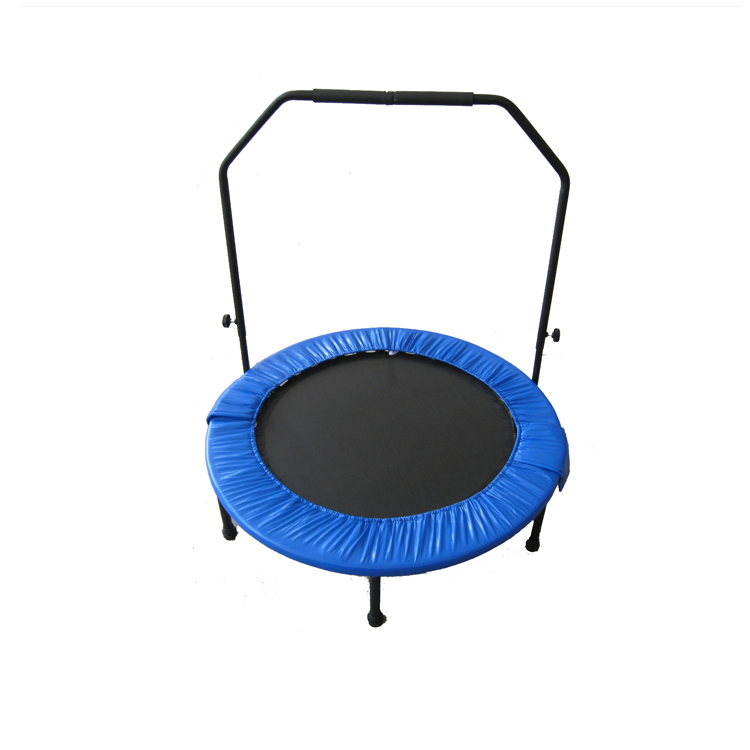 Small trampoline with handrail