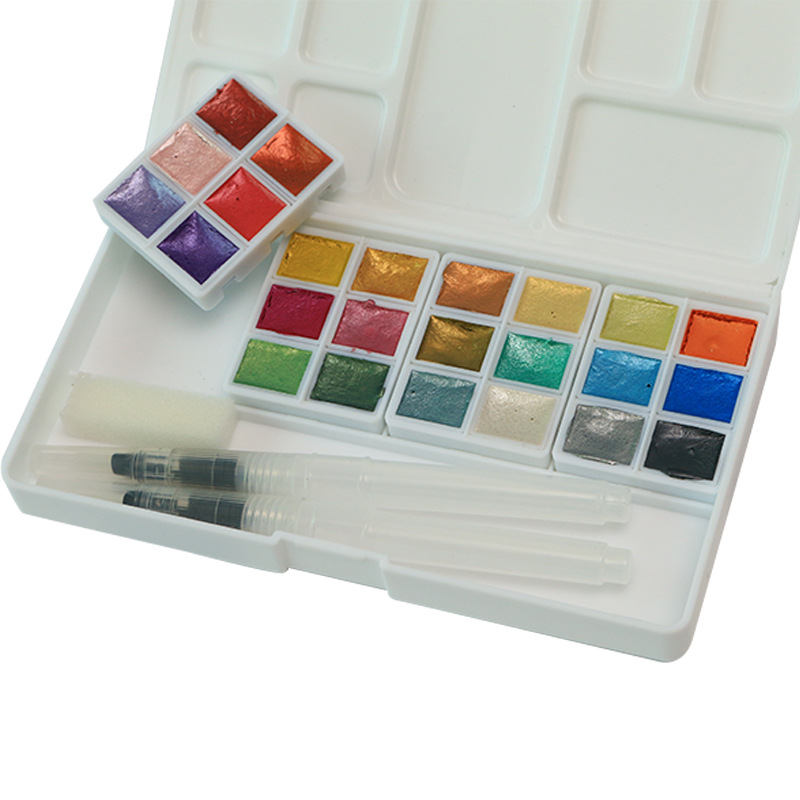 half pan solid metallic watercolor paint set
