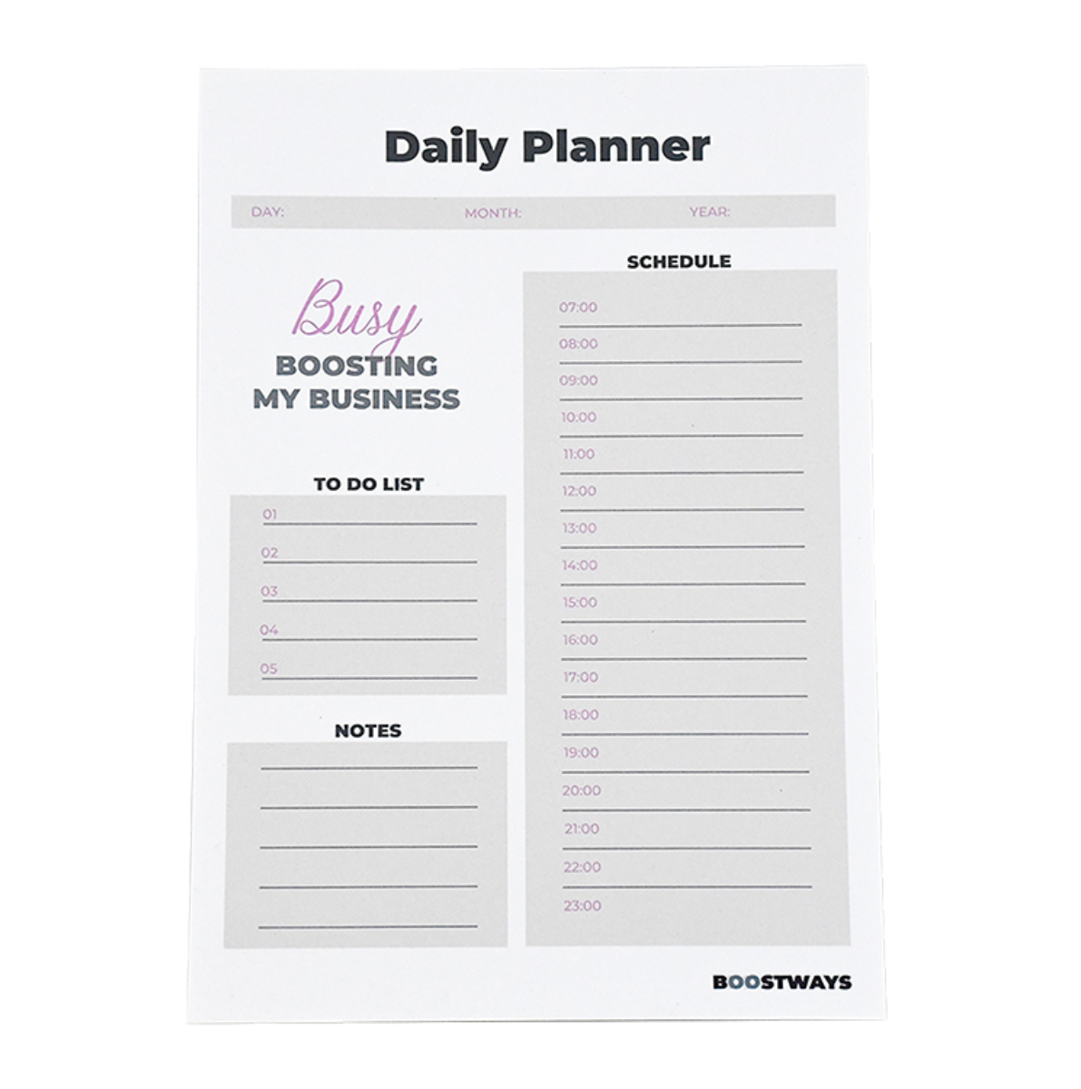 Daily Schedule Tear Off Notepad