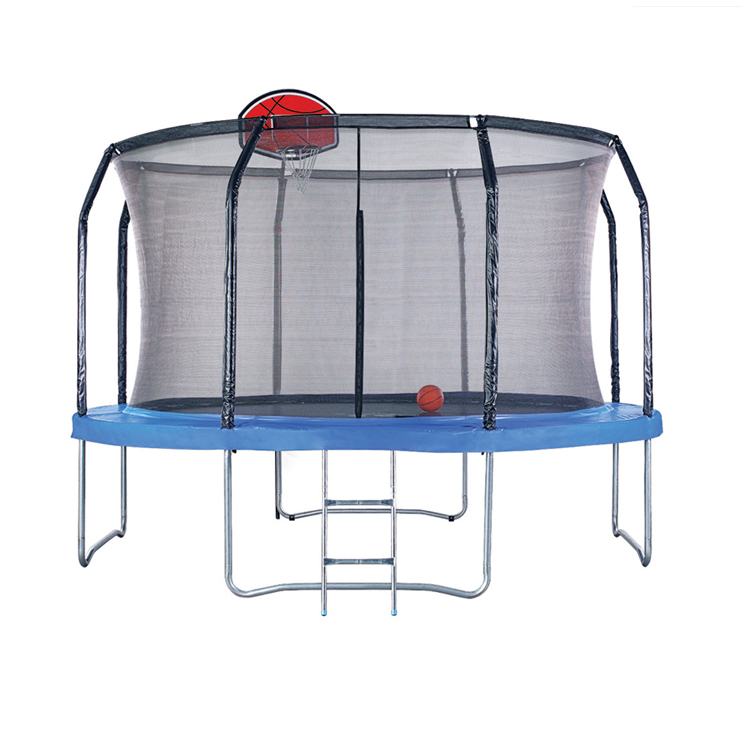 Outdoor trampoline with basket