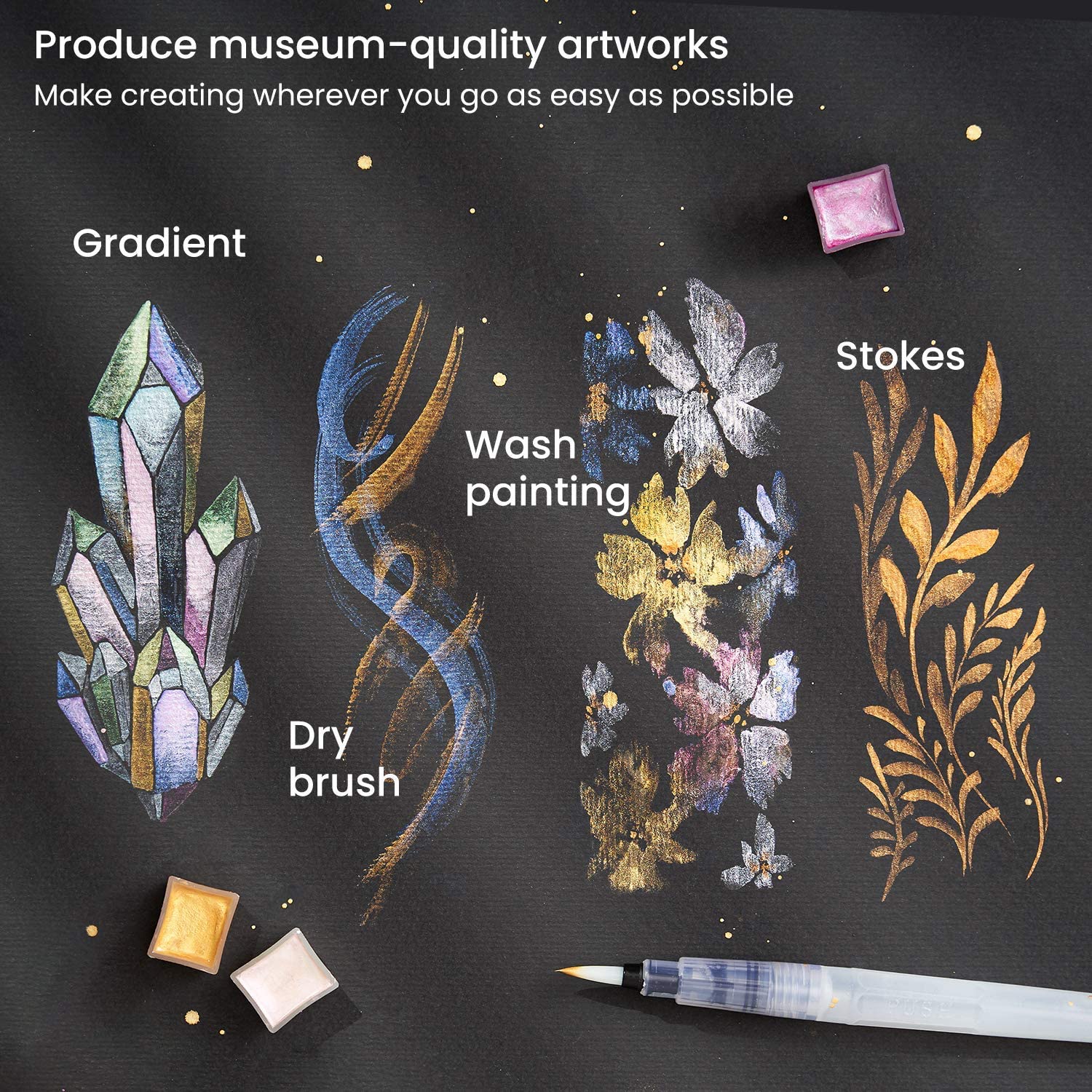metallic watercolor paint art material