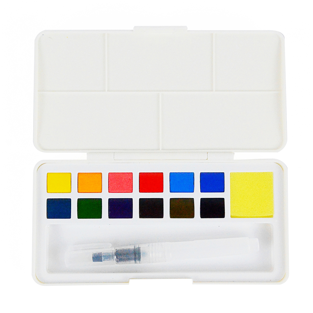 12 color plastic solid watercolor paint cake set