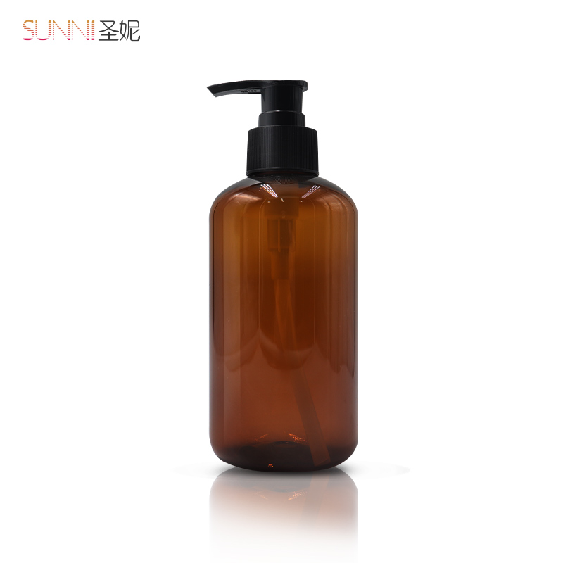 Plastic Amber Soap Lotion Bottle with Pump Dispenser