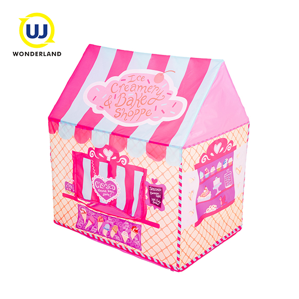 Colorful Kids Play Tent House With Roll-Up Door And Windows