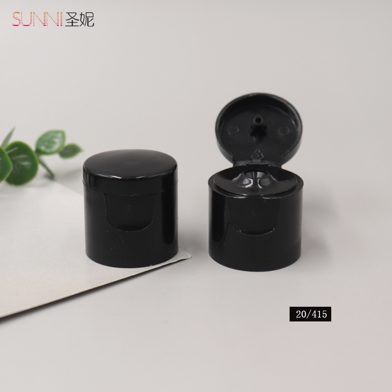 20/415 Black Reusable Shampoo Bottle Flip Top Cap