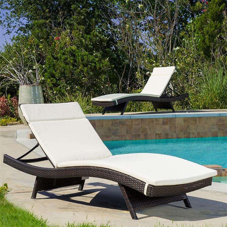 Rattan outdoor furniture-PE rattan outdoor garden reclining chaise lounge