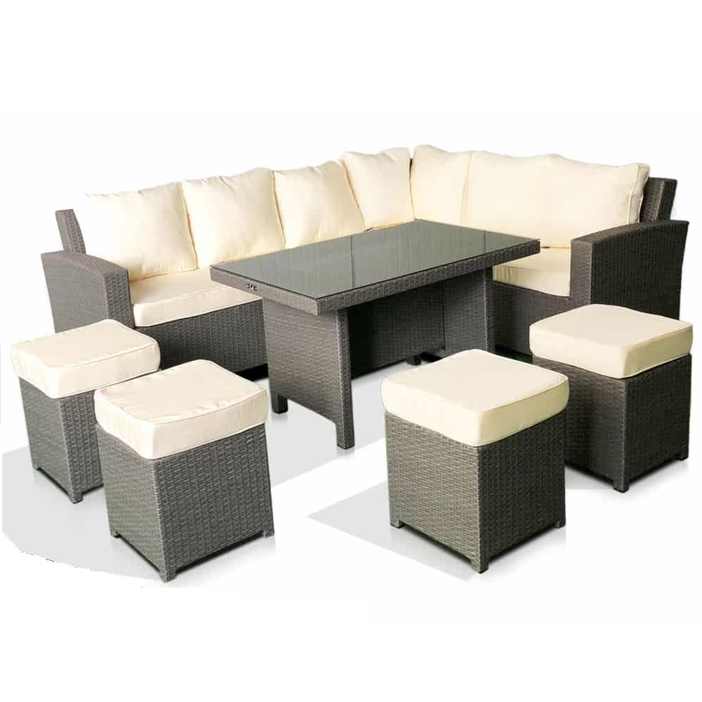 Rattan patio furniture sets-7pieces PE rattan outdoor dining sofa set