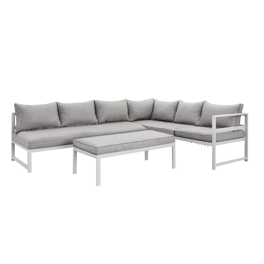 Patio furniture-Patio furniture-6 seater Metal patio sectionals & sofas, outdoor metal couch with adjustable lounge , with adjustable lounge