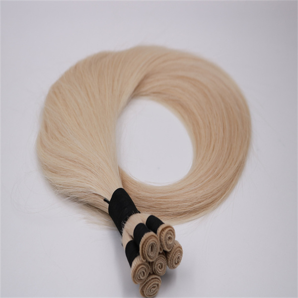 Best russian mongolian white blonde hand tied hair wefts