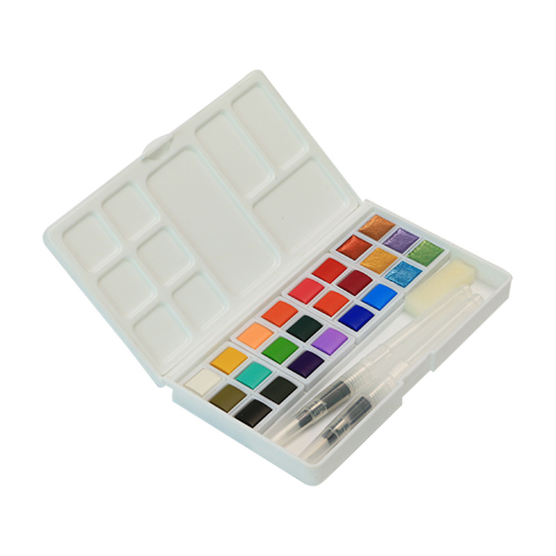 24 color half dry watercolor paint