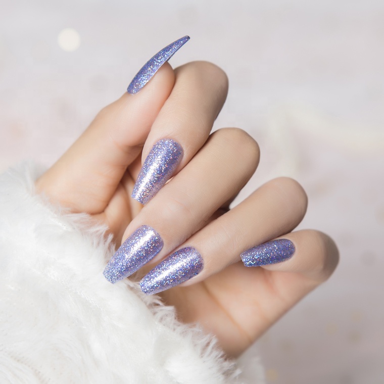 Easywell 28 pressed nails ladies artificial Glitter fake nails
