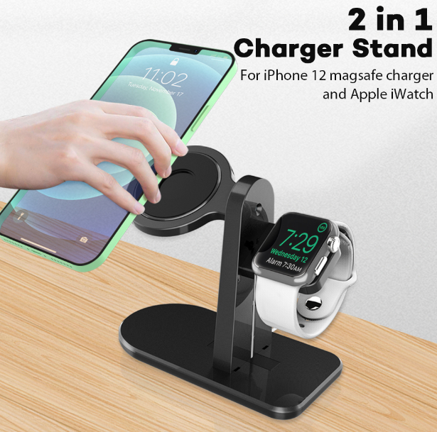 Chuanglong Multi 2 in 1 Desktop Charging Dock Adjustable Charging Station For iphone 12 iwatch and other mobile phones