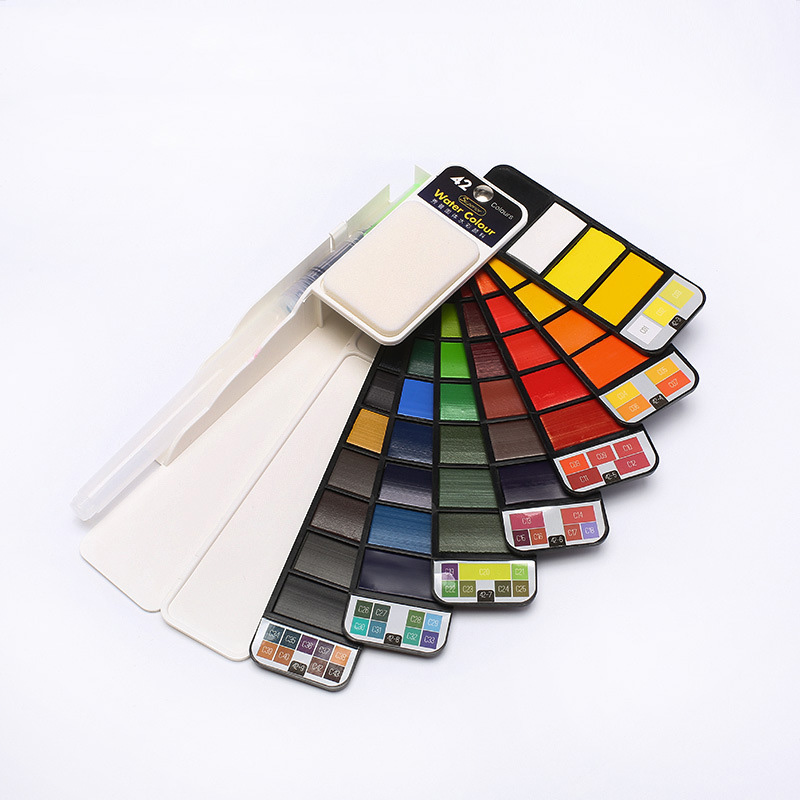 foldable fan shape solid watercolor paint