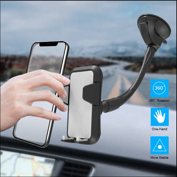 Upgraded Windshield Long Gooseneck Suction Phone Holder Compatible with 4-7 Inch Smartphones
