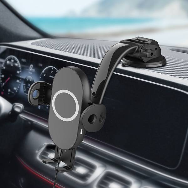 Anti-Shake 15W Car Dashboard QI Standard Magnetic Wireless Car Charger Fast Charging Iphone Wireless Car Charger