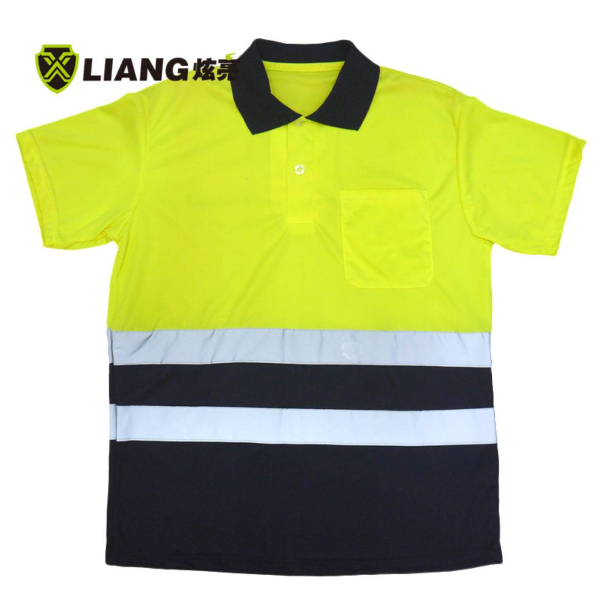 High Visibility two-tone polo knit short sleeved T-shirt