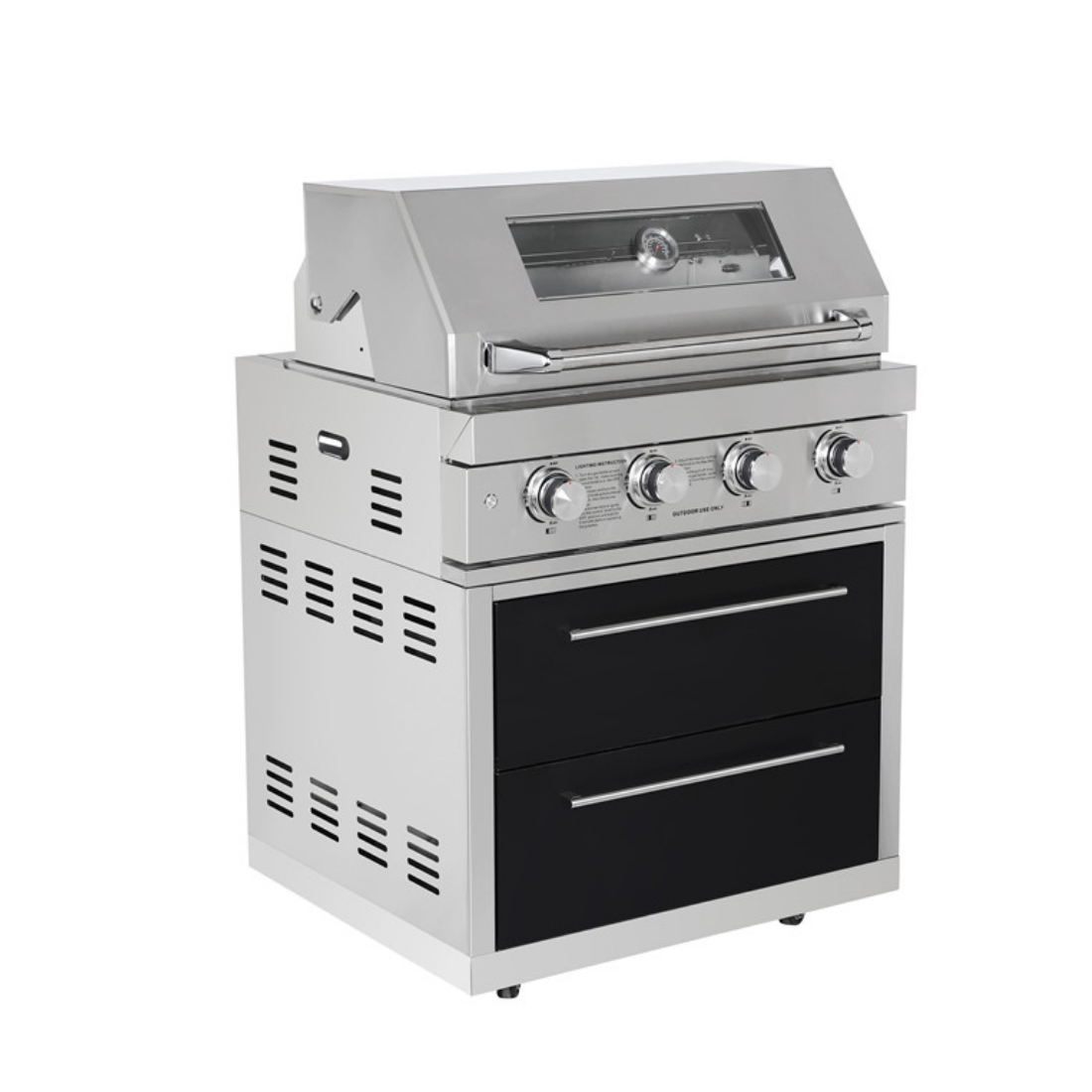 Factory Supply Stainless Steel 4 Burner Bbq Gas Barbecue Grill With Double Drawer