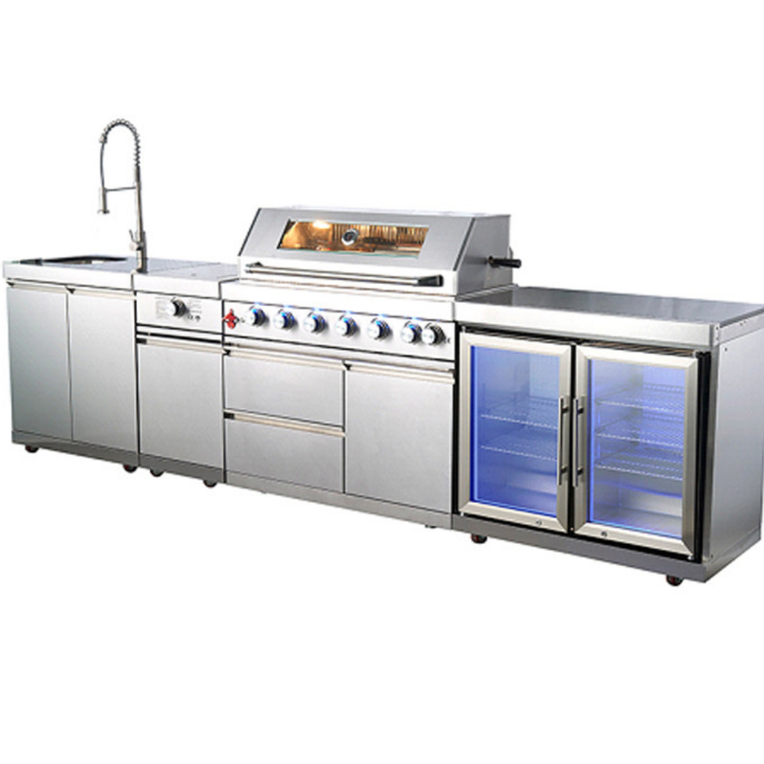 2022 Stainless Steel Matte Glass Kitchen Cabinet Design
