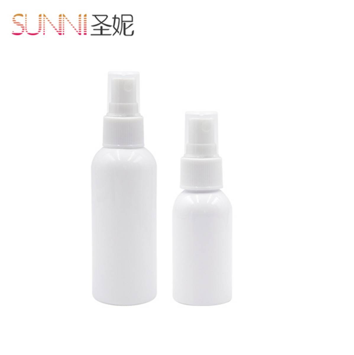 Cosmetics Packaging Container Plastic Spray Bottle with White Ribbed Screw Fine Mist Pump