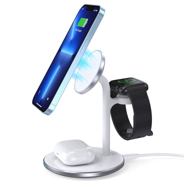 3 in 1 Magnetic Fast Wireless Charging Station Dock For Apple Watch , For Airpods , For iPhone 12 / 13 Series