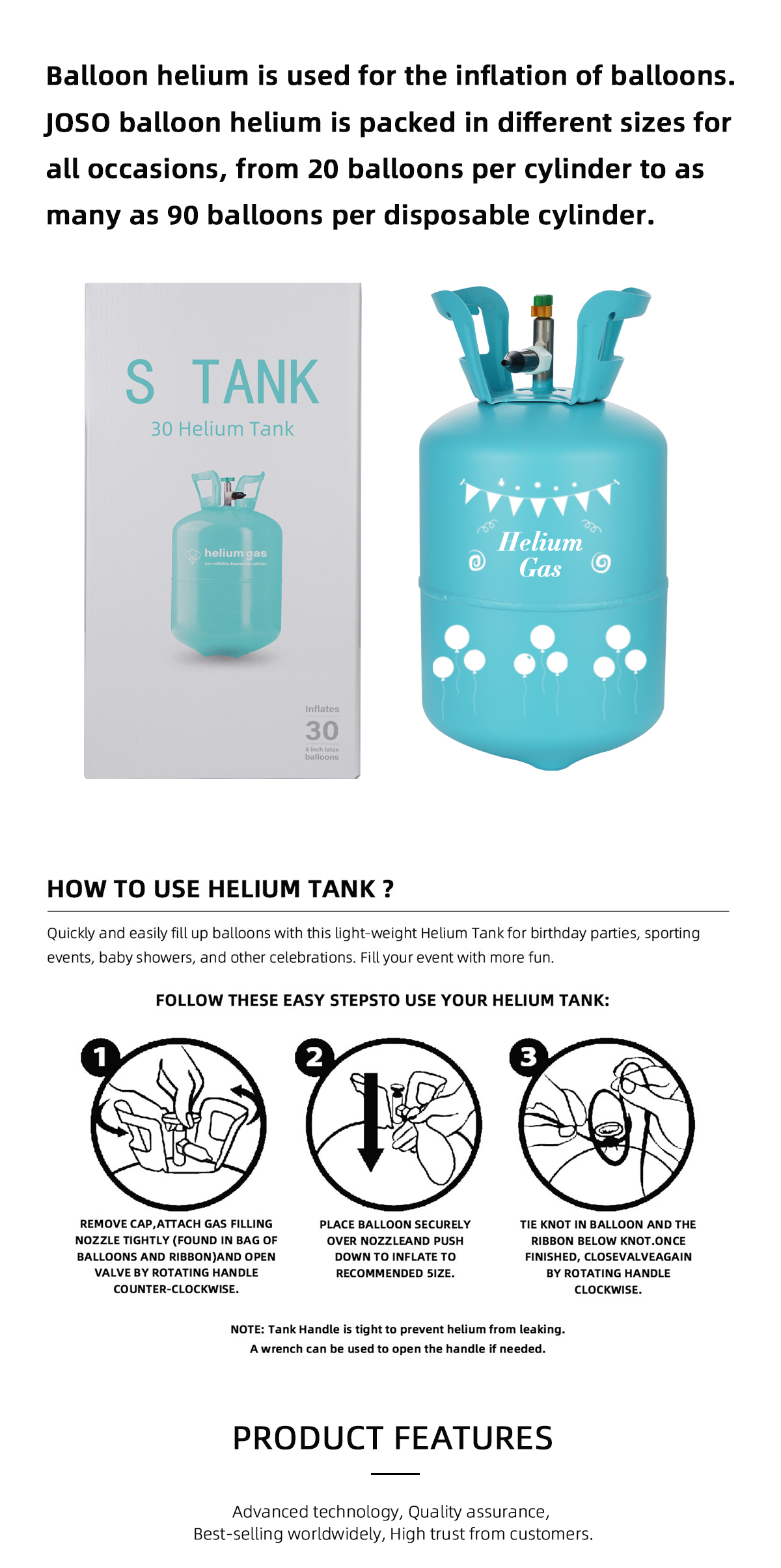 Standard 30 Helium Balloons Tank