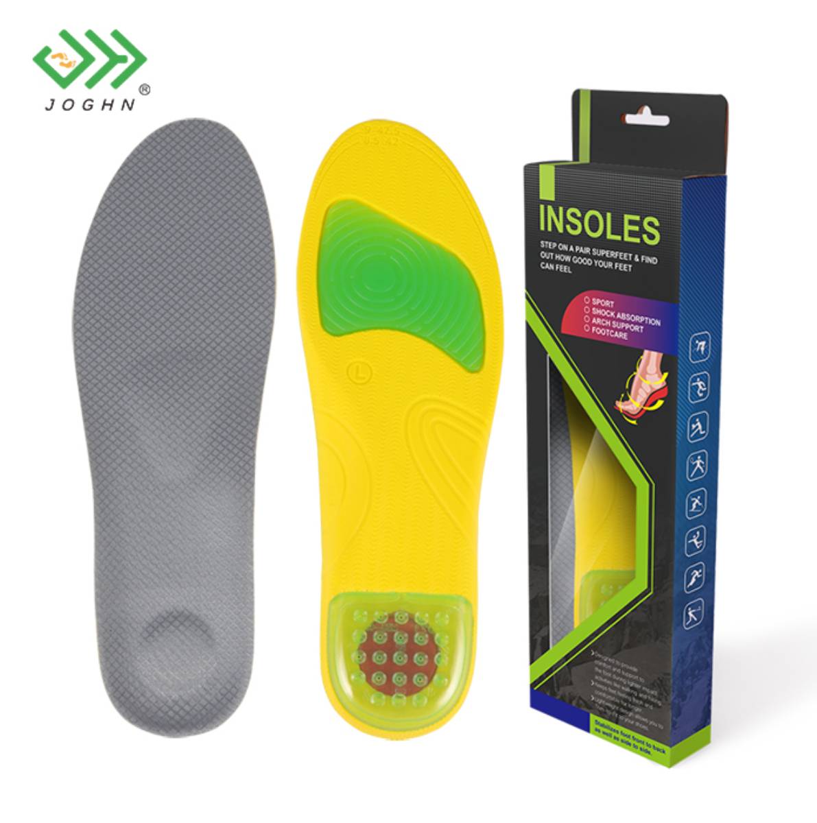 JOGHN wholesale outdoor sports running sport insoles orthotic insoles Breathable shoe insole