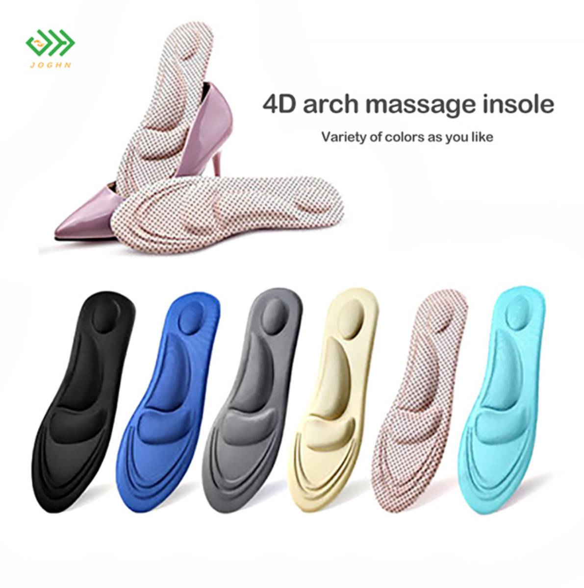 JOGHN 4D Cushion Pad Soft High Heel Shoe Insoles for wicks moisture arch support insoles shoes