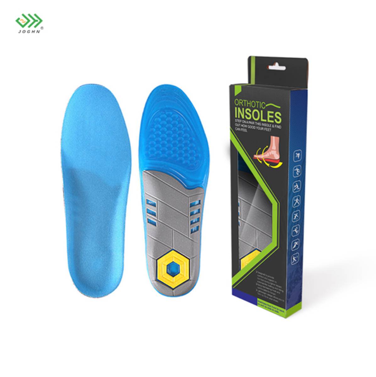 JOGHN CE Guaranteed Orthotic Cushion Gel Shoe Insoles For Men& Women TPE Gel Insoles