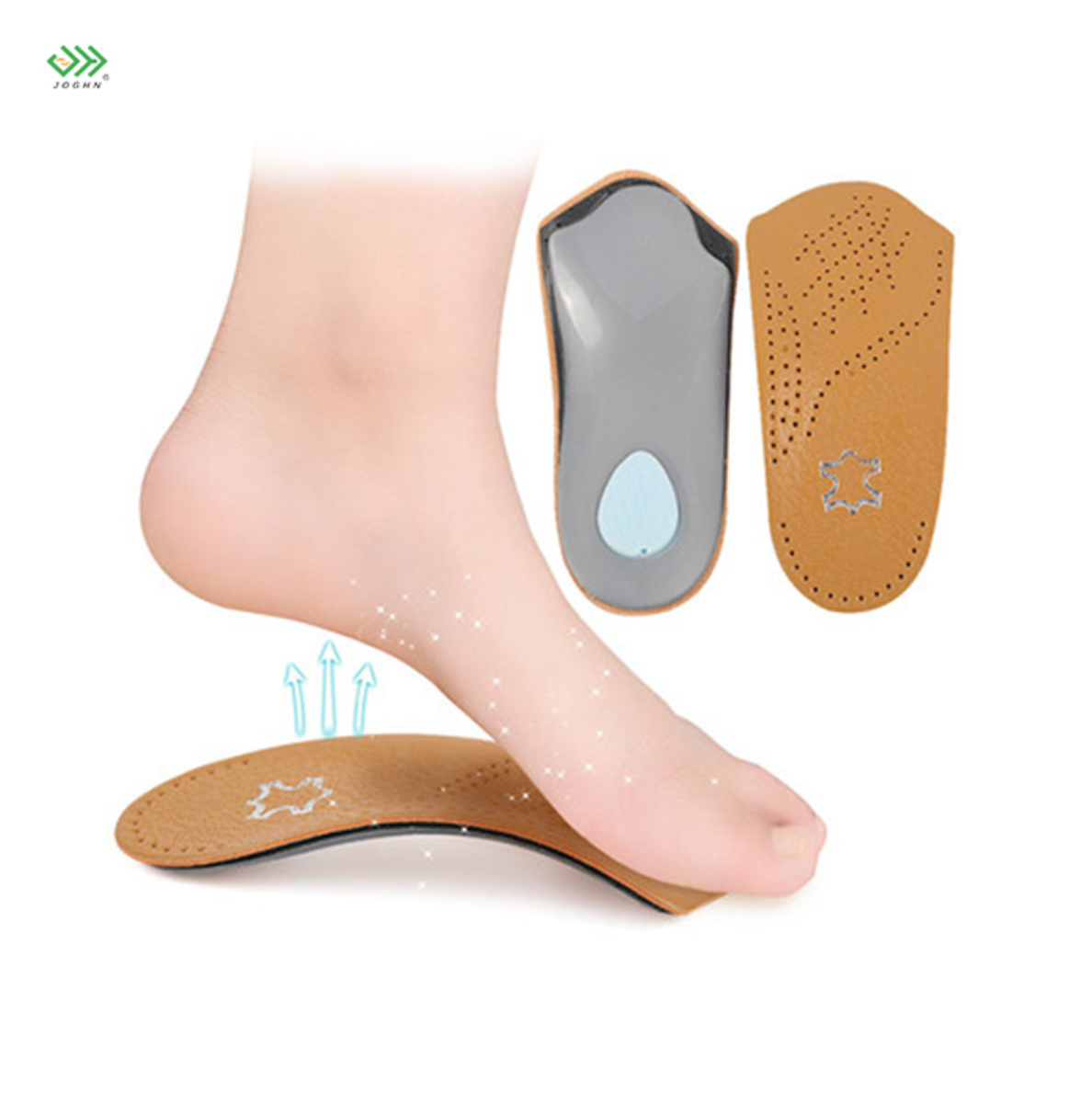 JOGHN Vegetable Tanned Synthetic Heel Support Sheep Cork For Pigskin Healthy Cowskin Green Foam 1 2 Leather Insole