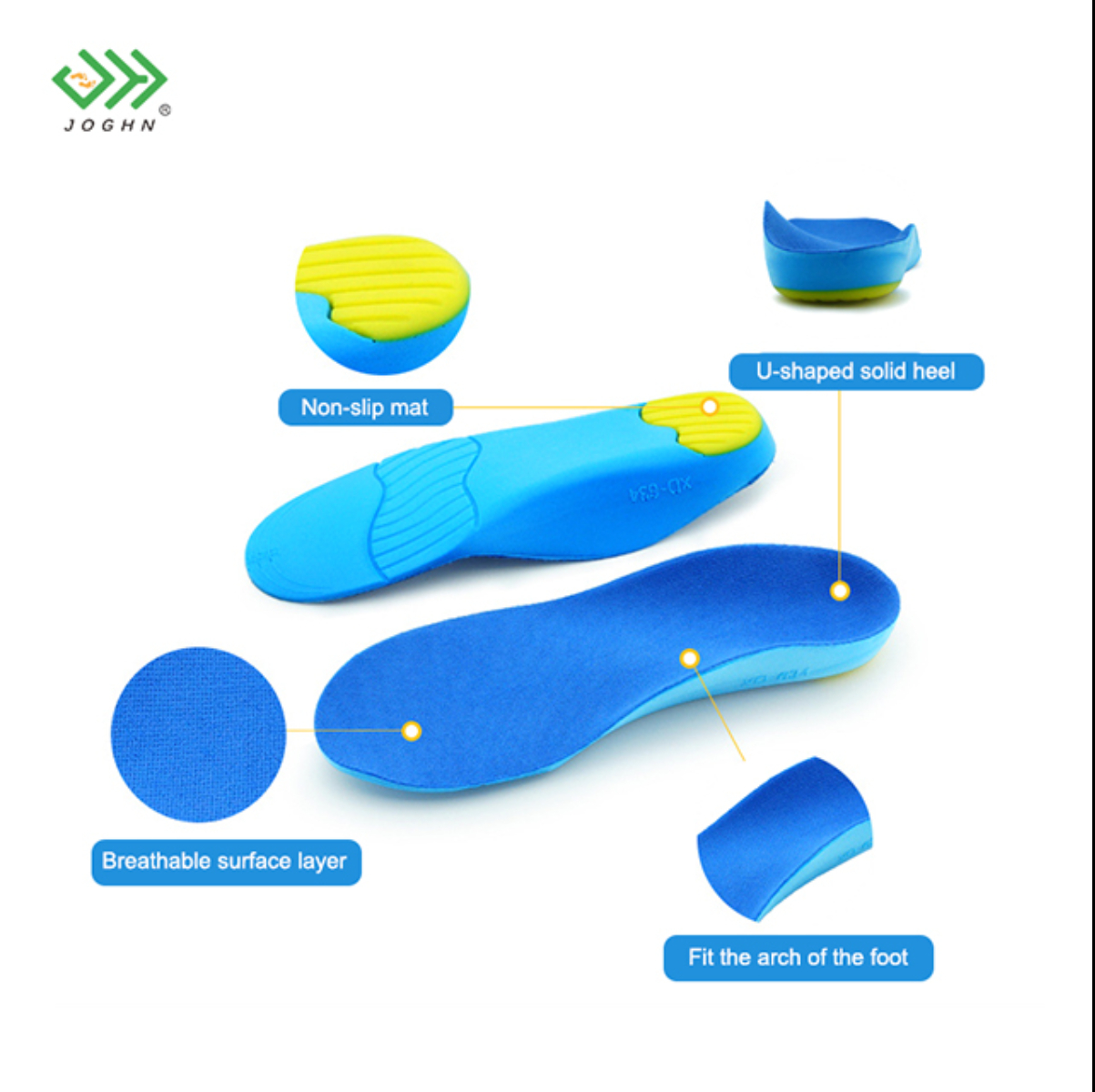 JOGHN moulded firm orthotics arch support insoles foot orthotic kids man woman insoles