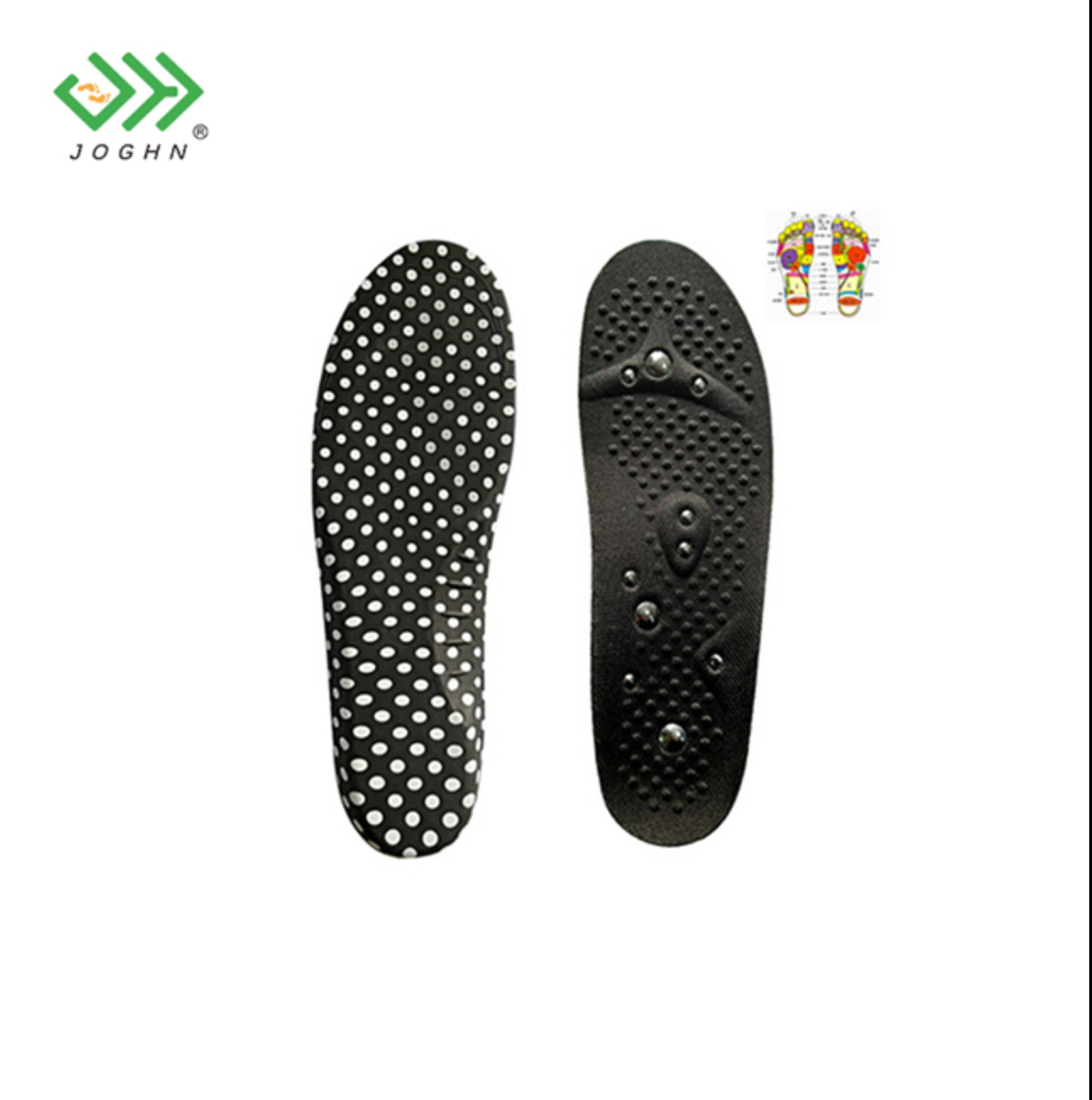 JOGHN Magnet sole acupoint massage insole magnetic therapy health care foot arch full pad sweat absorption breathable insole meridians