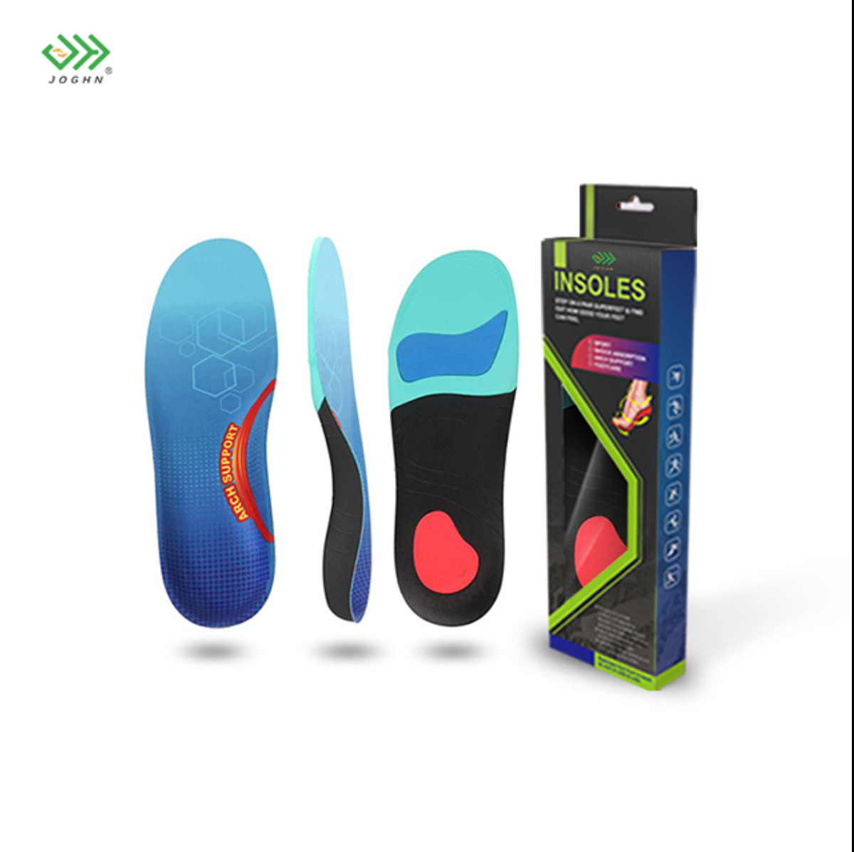 JOGHN Wholesale Full length shoe insole plantar fasciitis feet insoles arch supports ortho insole