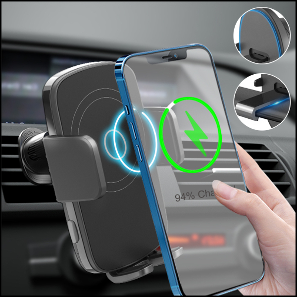 New Design Wireless Charger Smart Auto Coil Induction 15W Fast Charging Car Wireless Charger