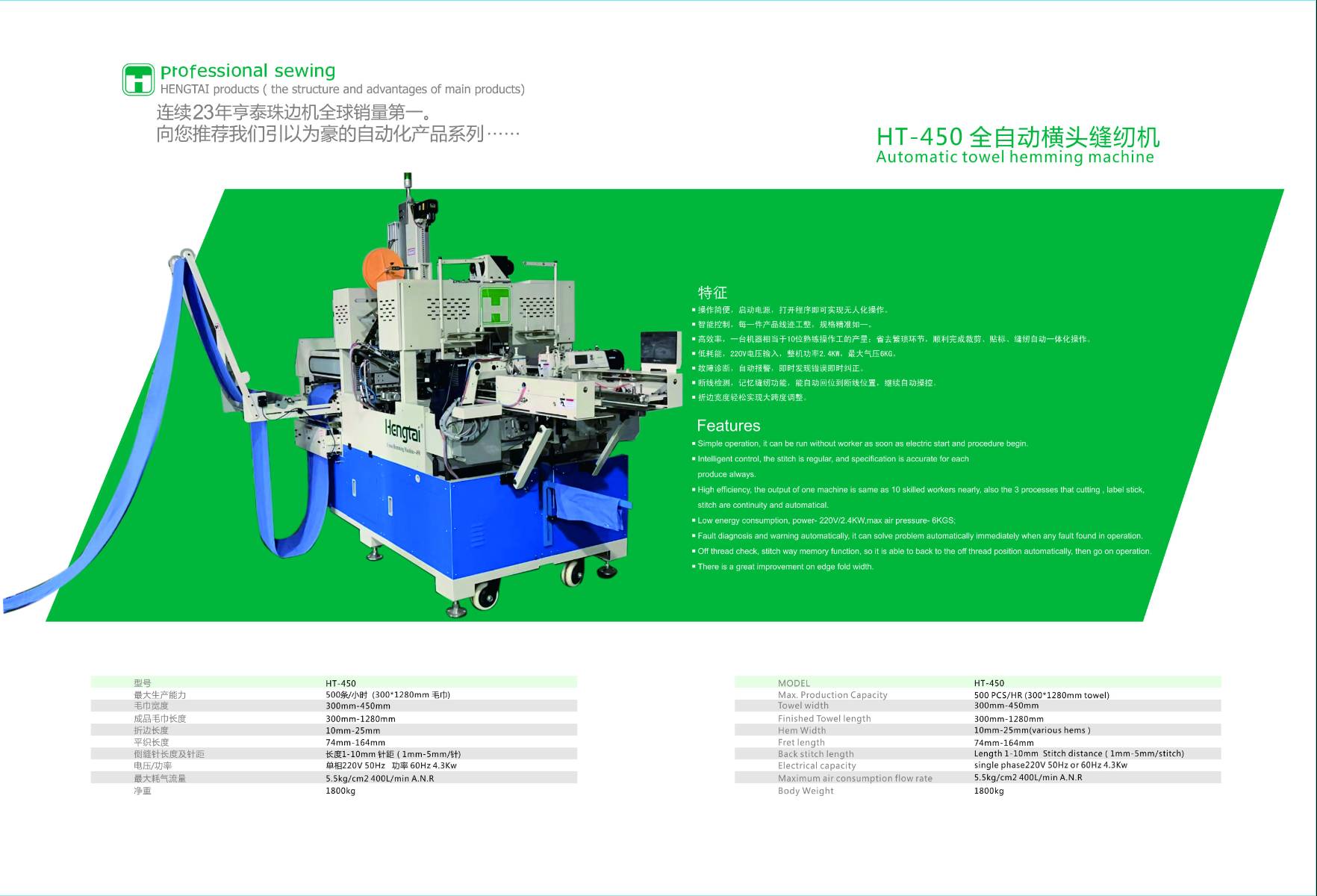 Automatic towel hemming machine