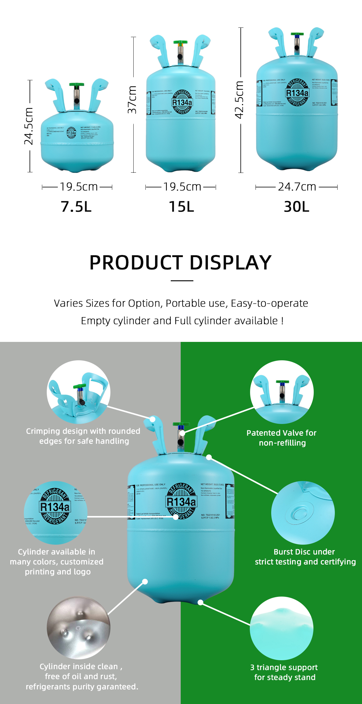 R134A Refrigerants Cylinder