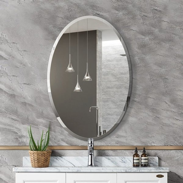 Oval Frameless Beveled Mirror