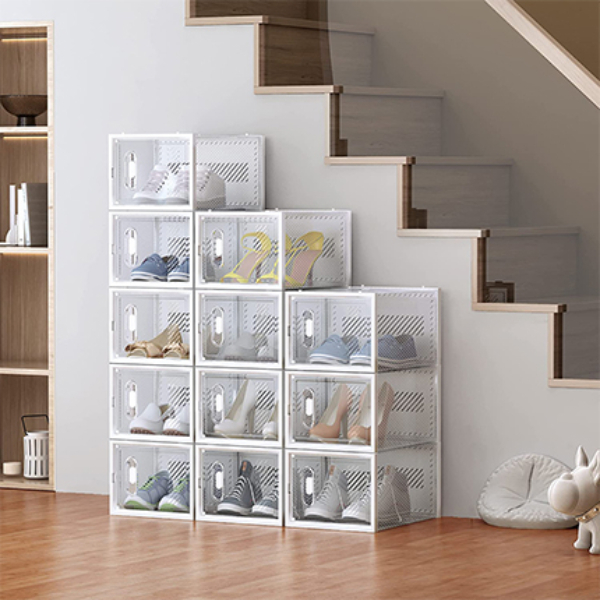 Wttfc Cajas de zapatos apilables de plástico con puerta transparente,  paquete de 12 cajas de zapatos, como caja de almacenamiento de zapatos y  caja