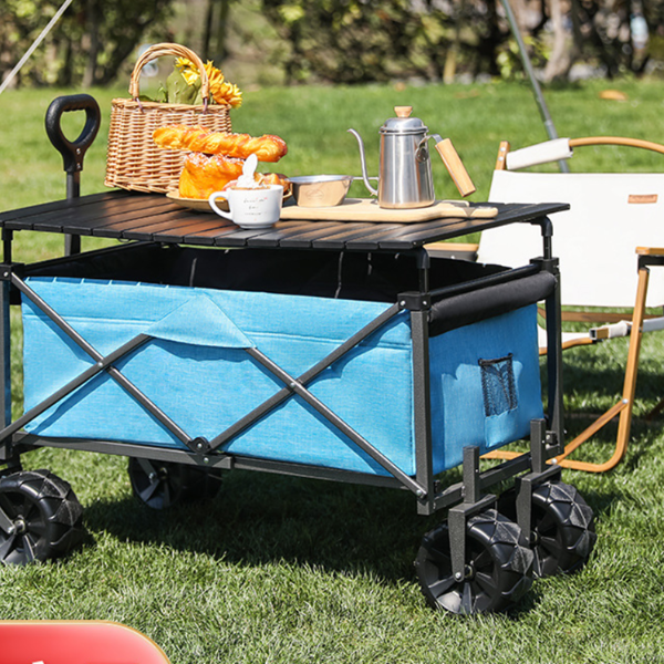 Creative outdoor all terrain folding wagon with table