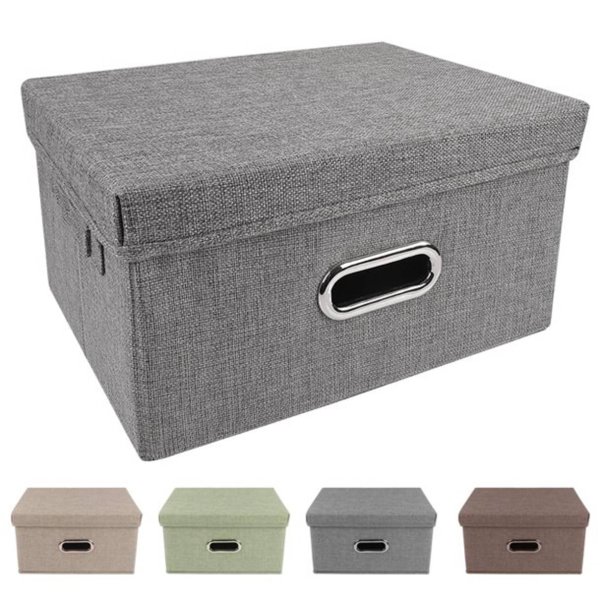 Fabric Foldable Storage Box With Handle Lids