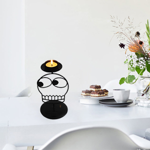 Large-eyed candlestick, suitable for Led flameless or flame candles, Vintage Country Farmhouse Metal Decorative candlestick, for centerpiece, dining table, housewarming gift (black)